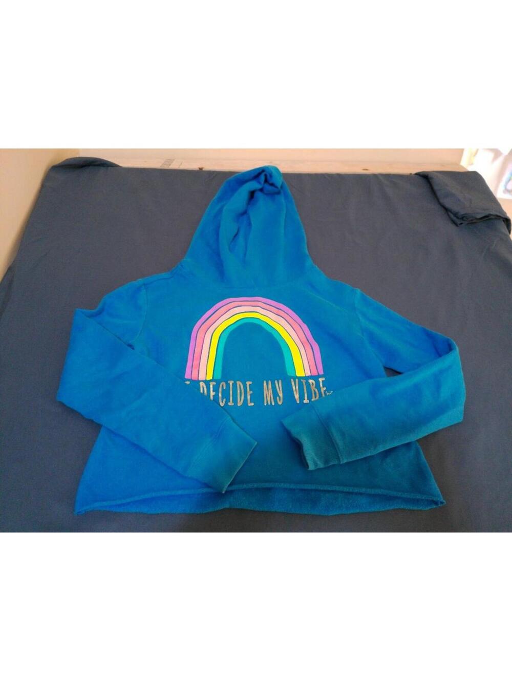 Justice Active Girls Blue Rainbow Hoodie Sweatshirt‎ Size 8